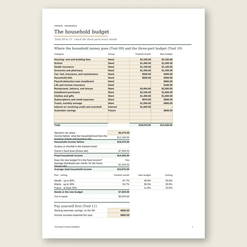 The Owner's Finances Handbook · Simulation with the example data