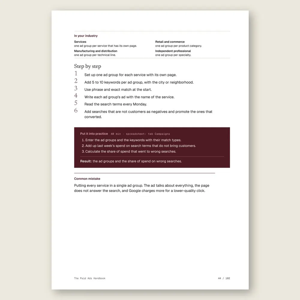 The Paid Ads Handbook · The step-by-step and the hands-on exercise