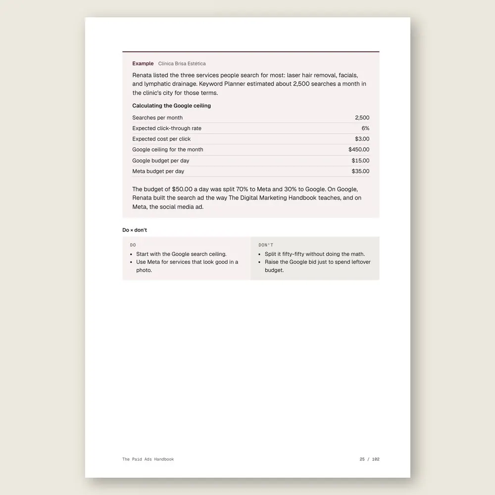 The Paid Ads Handbook · Illustrative example with numbers