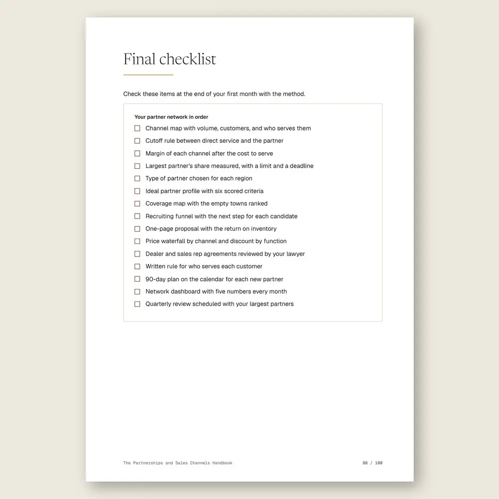The Partnerships and Sales Channels Handbook · The final checklist