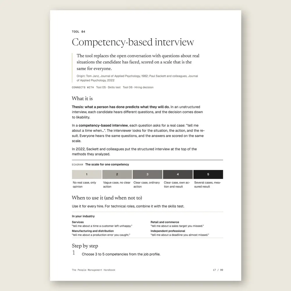 The People Management Handbook · The tool: the idea, where it comes from, and the diagram