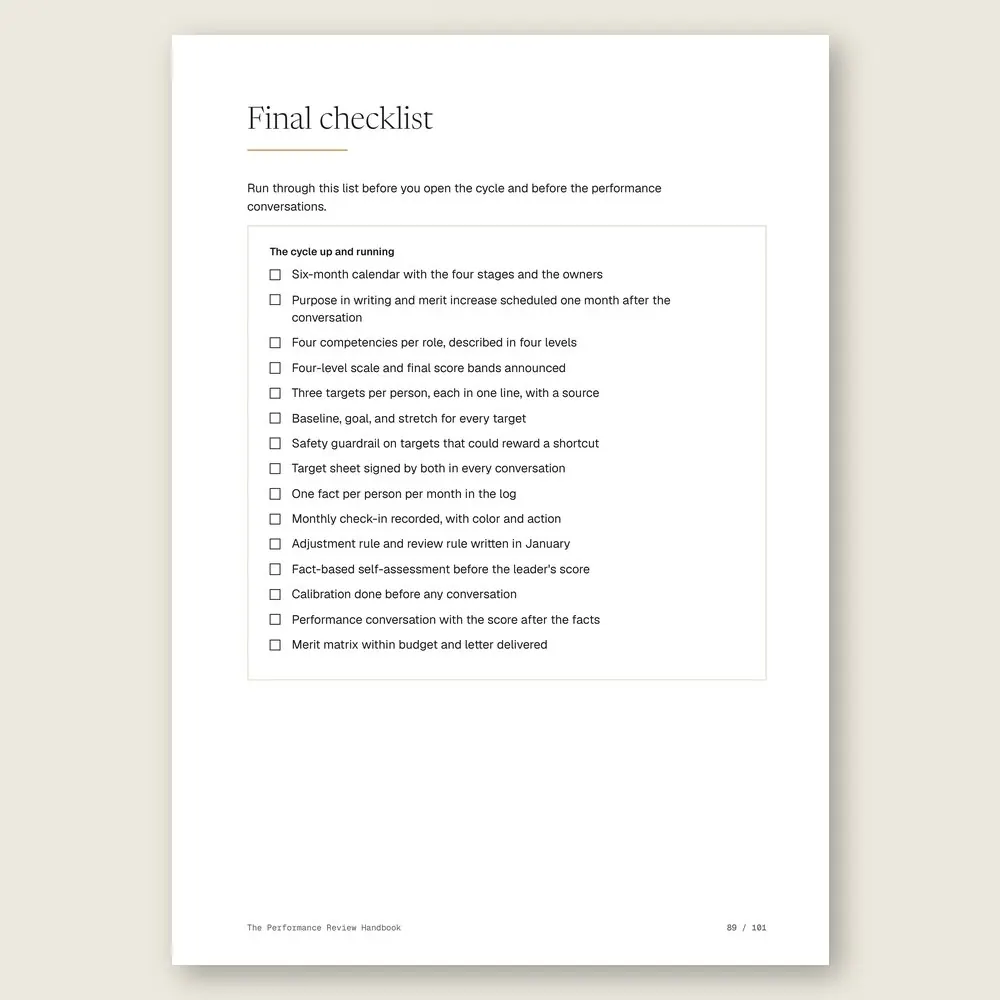 The Performance Review Handbook · The final checklist