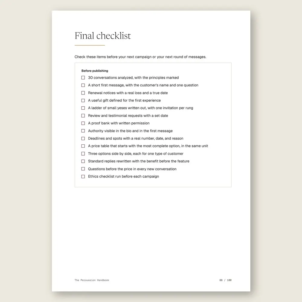 The Persuasion Handbook · The final checklist