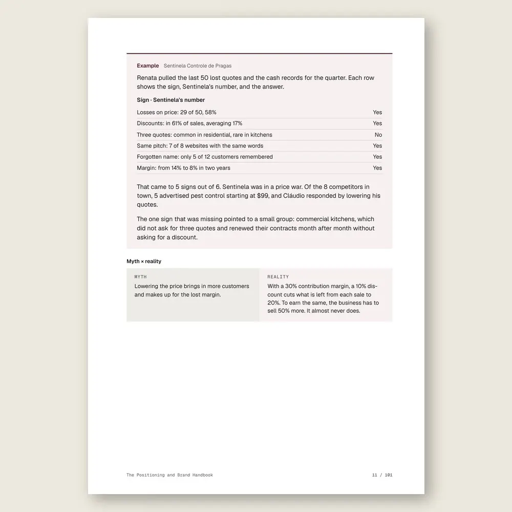 The Positioning and Brand Handbook · Illustrative example with numbers