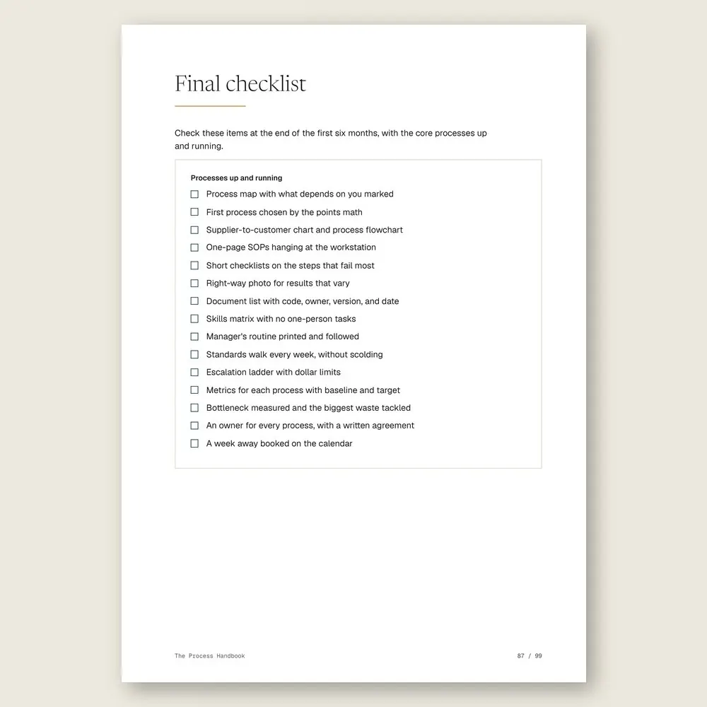 The Process Handbook · The final checklist
