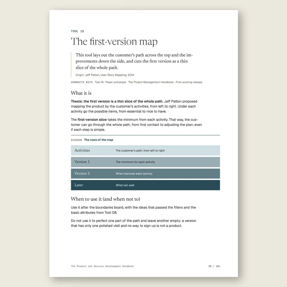 The Product and Service Development Handbook · The tool: the idea, where it comes from, and the diagram