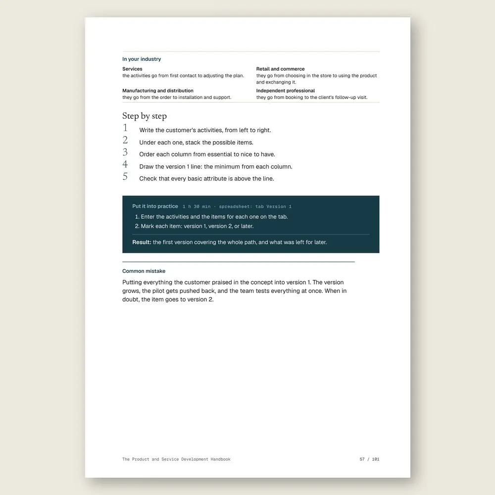 The Product and Service Development Handbook · The step-by-step and the hands-on exercise