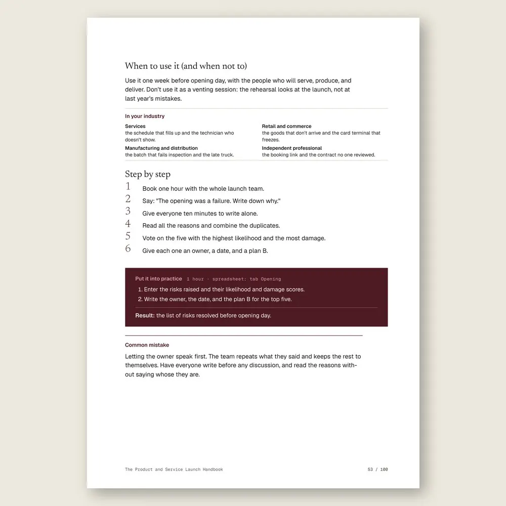 The Product and Service Launch Handbook · The step-by-step and the hands-on exercise