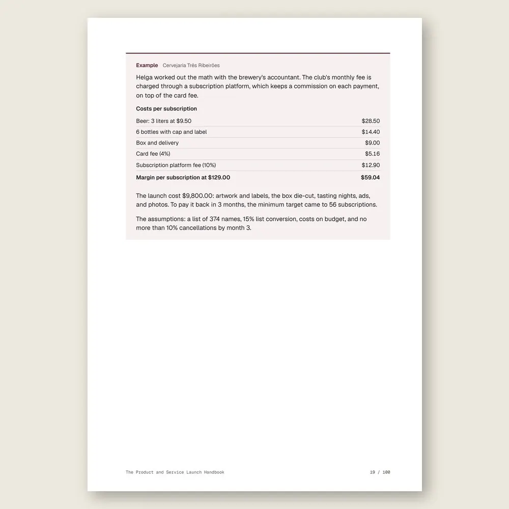The Product and Service Launch Handbook · Illustrative example with numbers