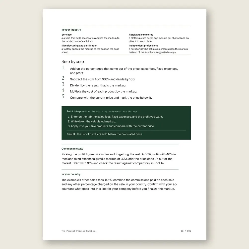 The Product Pricing Handbook · The step-by-step and the hands-on exercise