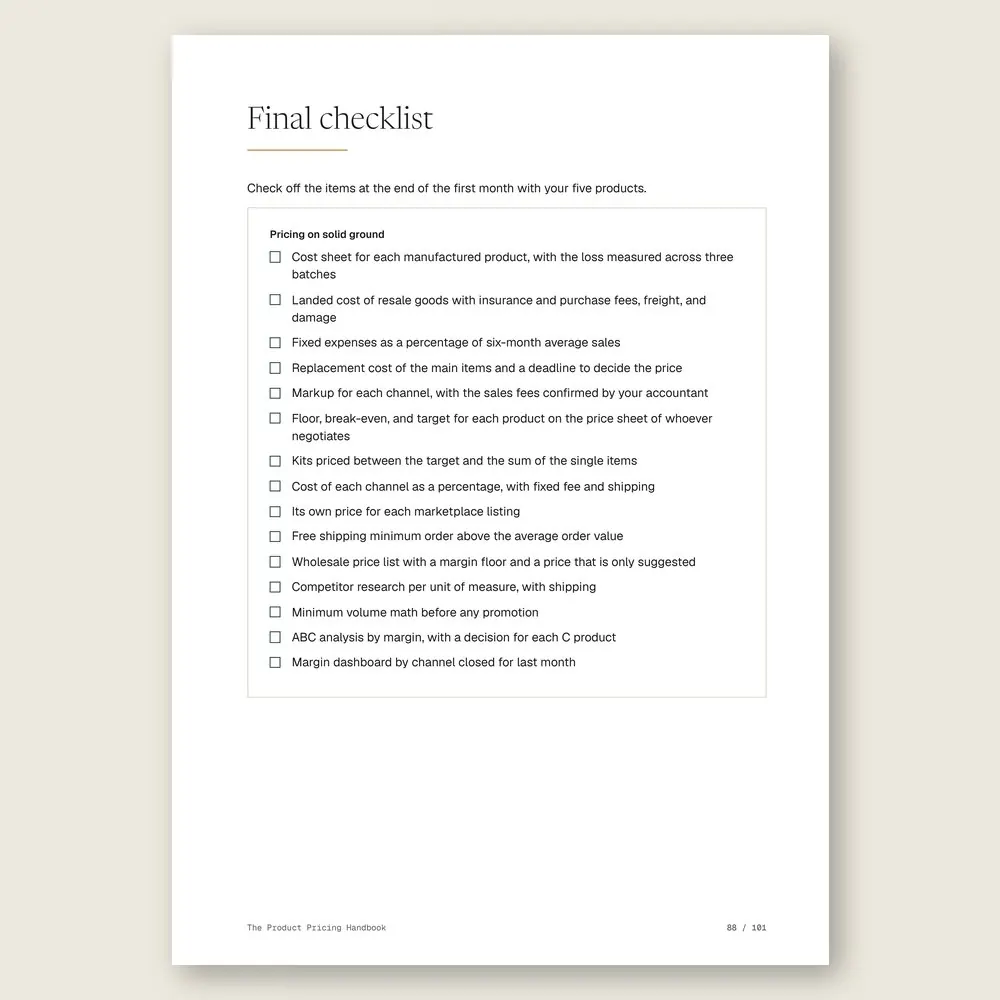 The Product Pricing Handbook · The final checklist