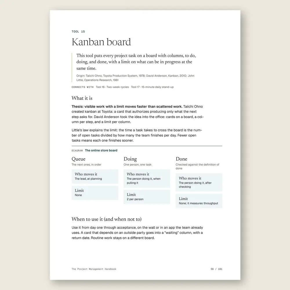 The Project Management Handbook · The tool: the idea, where it comes from, and the diagram