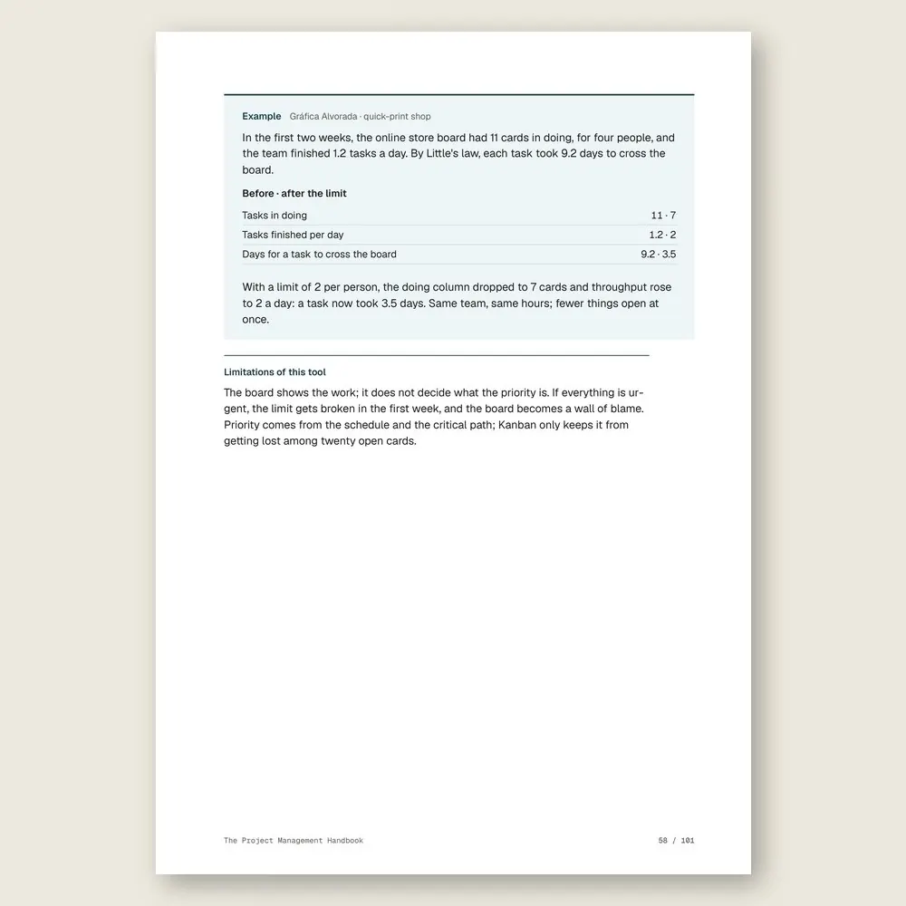 The Project Management Handbook · Illustrative example with numbers