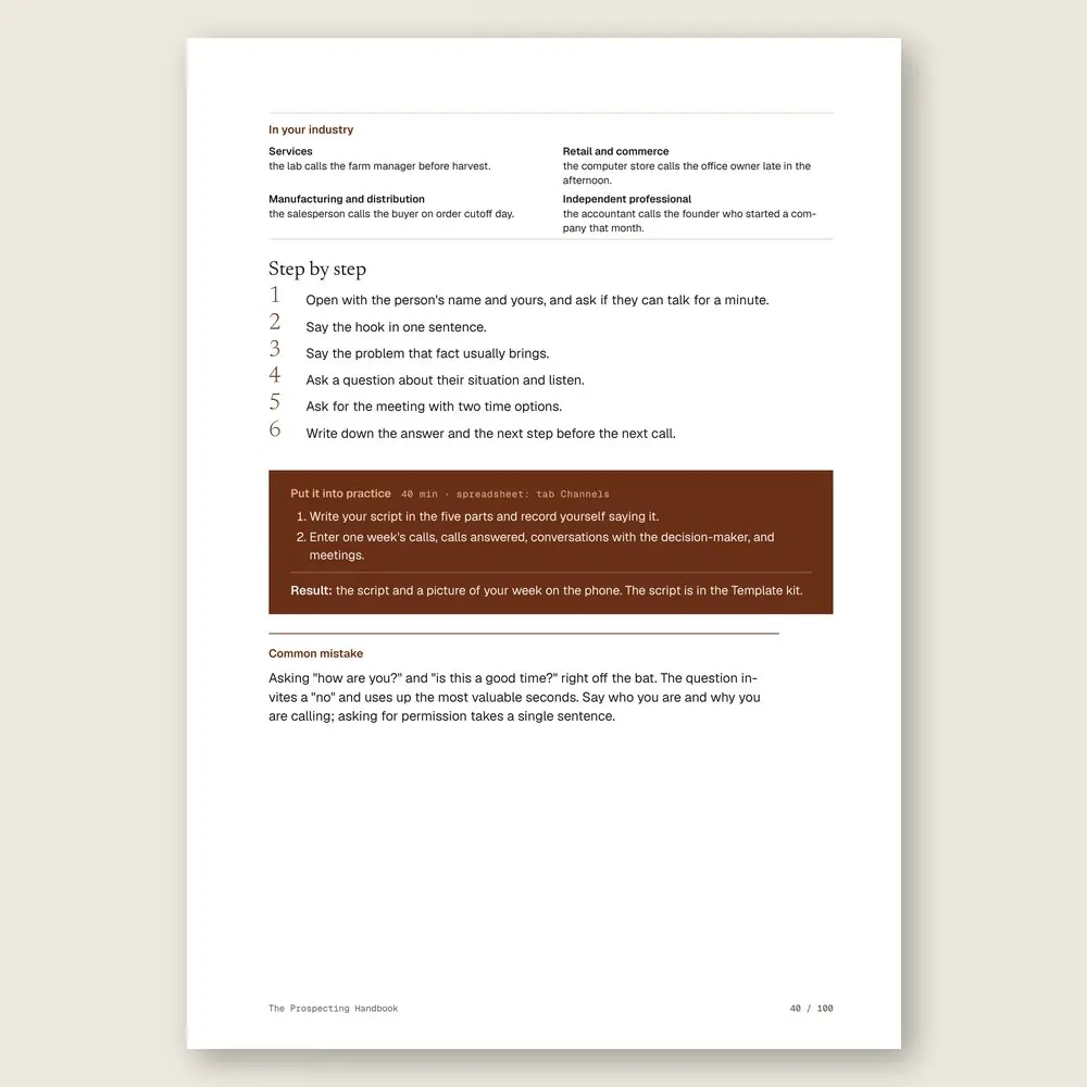 The Prospecting Handbook · The step-by-step and the hands-on exercise