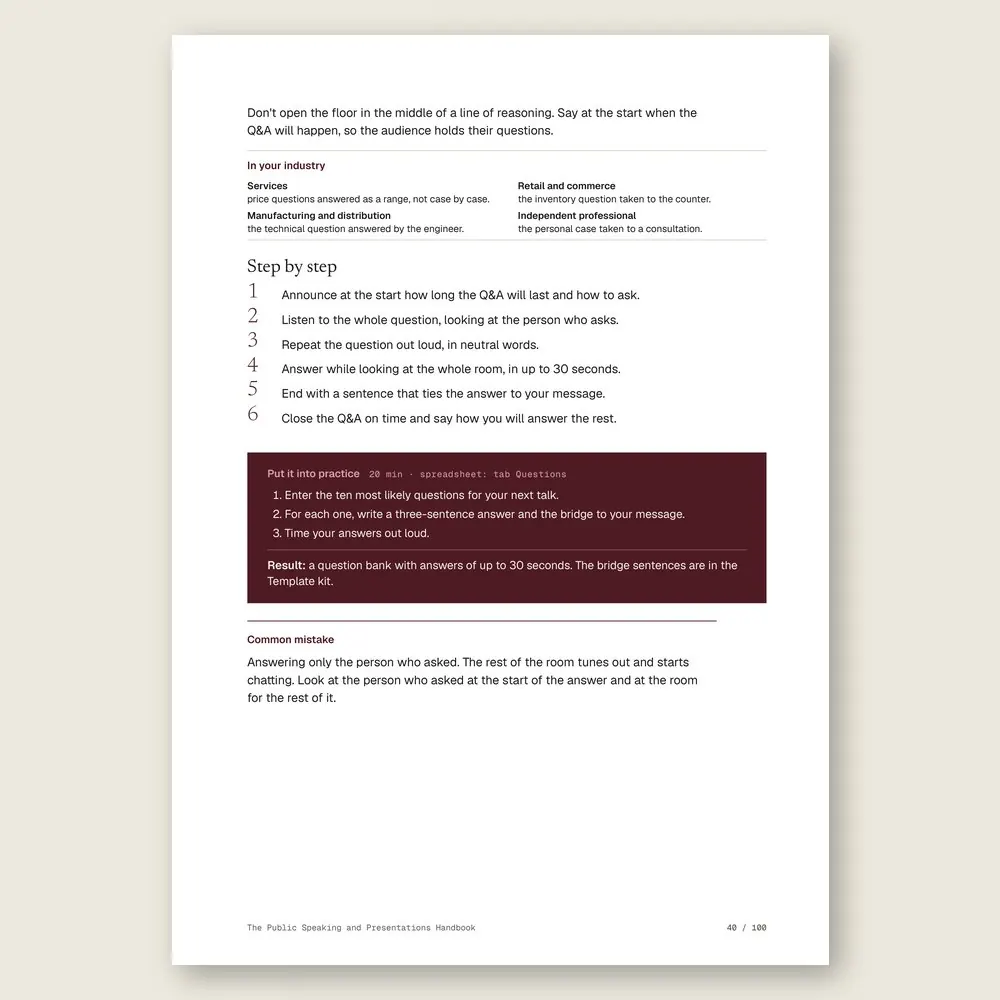 The Public Speaking and Presentations Handbook · The step-by-step and the hands-on exercise