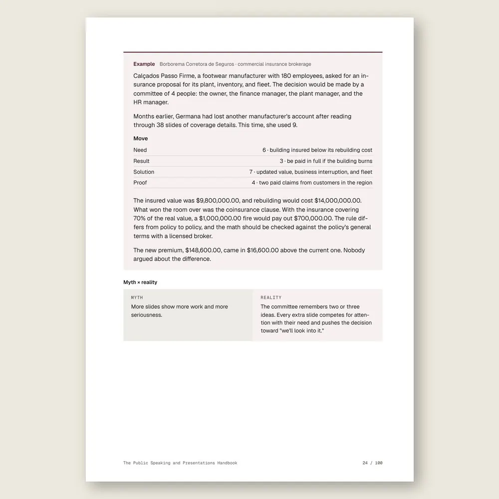 The Public Speaking and Presentations Handbook · Illustrative example with numbers