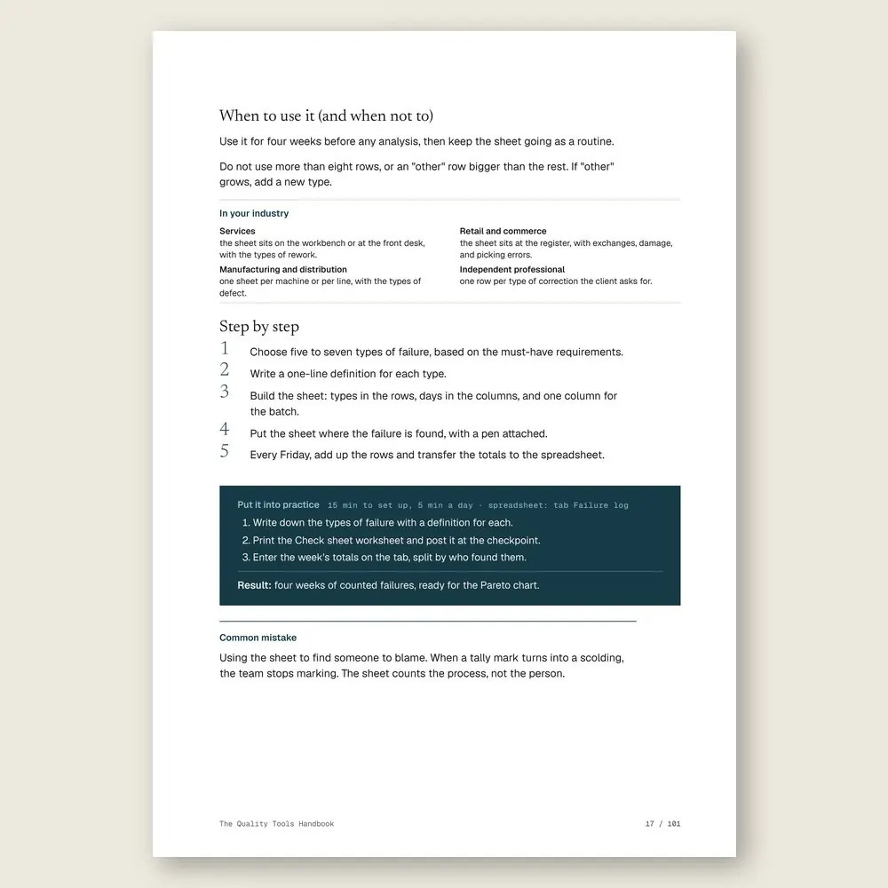 The Quality Tools Handbook · The step-by-step and the hands-on exercise
