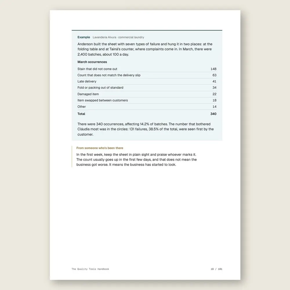 The Quality Tools Handbook · Illustrative example with numbers