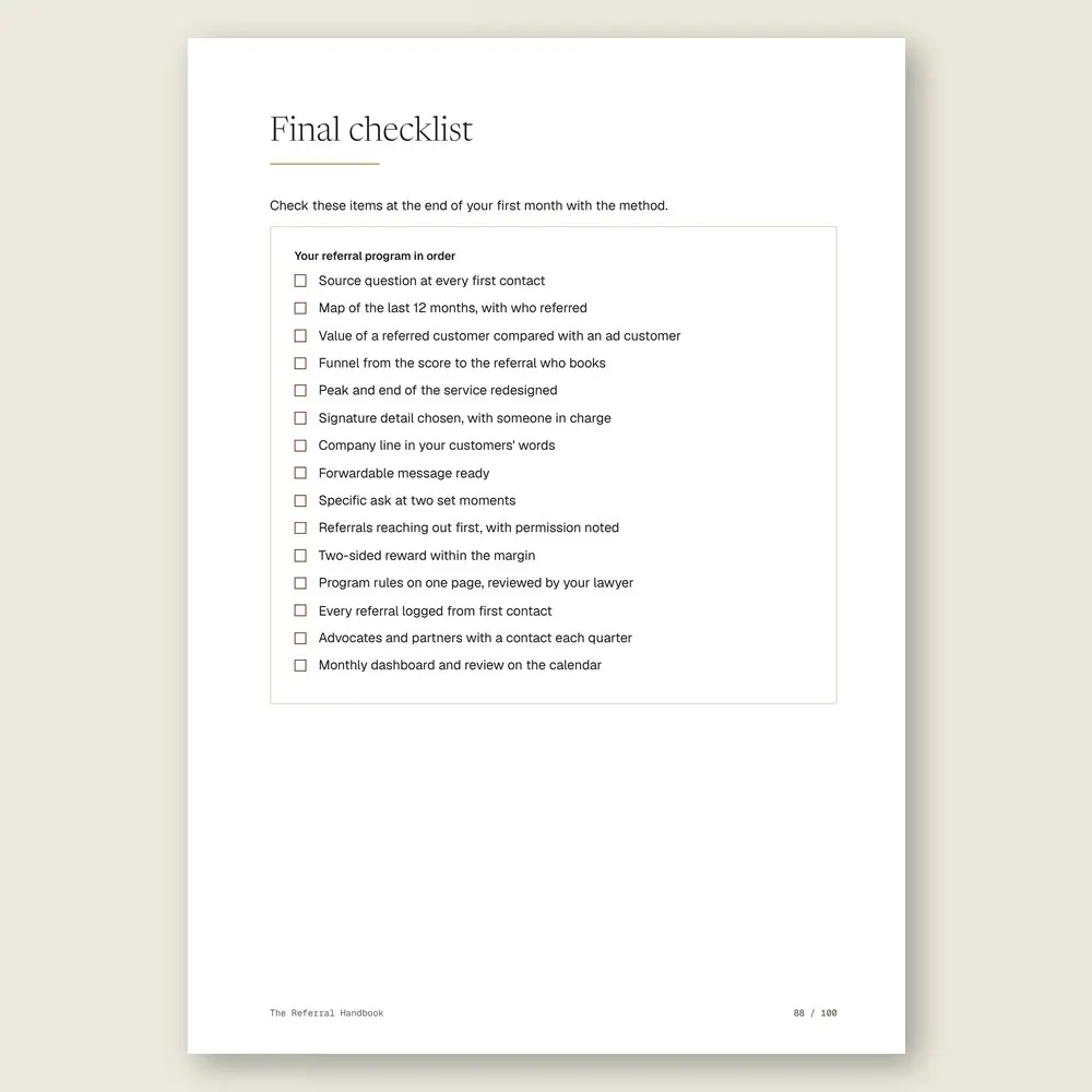 The Referral Handbook · The final checklist