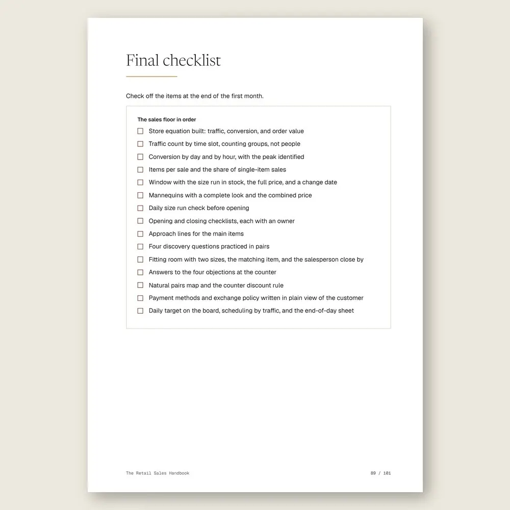 The Retail Sales Handbook · The final checklist