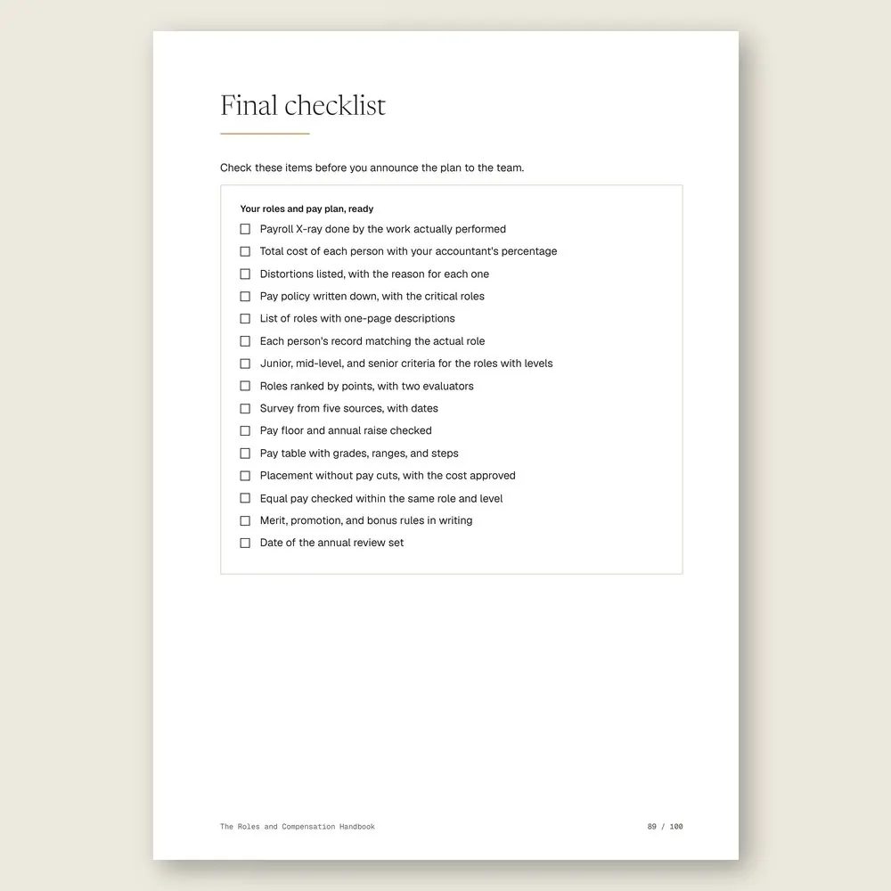 The Roles and Compensation Handbook · The final checklist