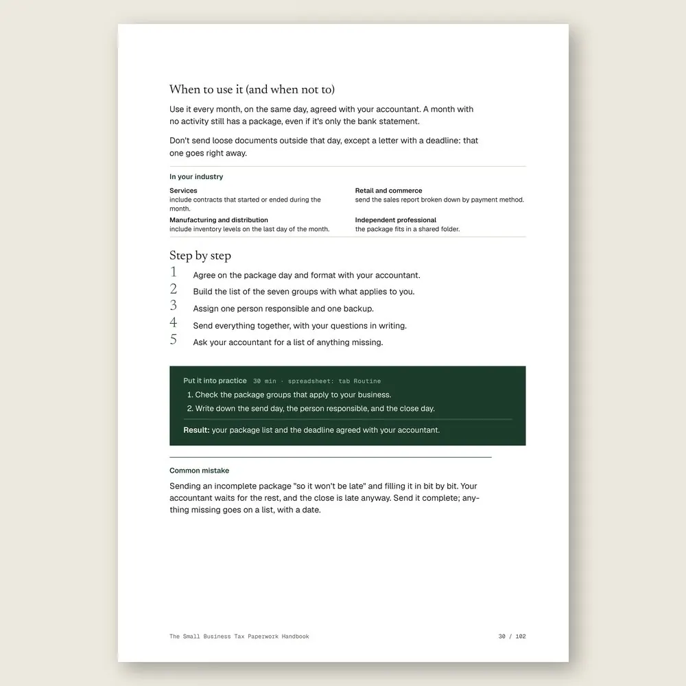 The Small Business Tax Paperwork Handbook · The step-by-step and the hands-on exercise