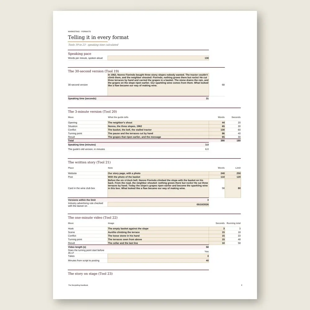 The Storytelling Handbook · Simulation with the example data