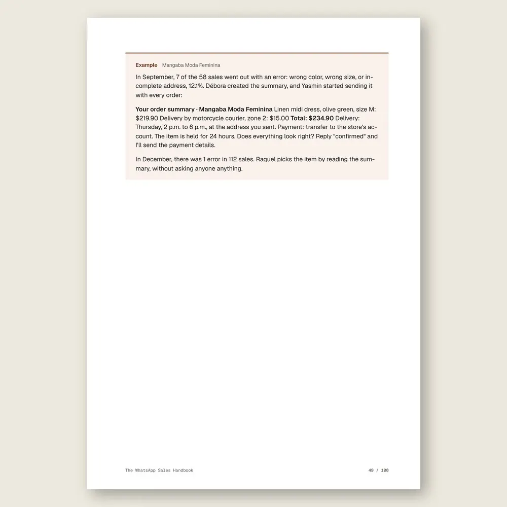 The WhatsApp Sales Handbook · Illustrative example with numbers