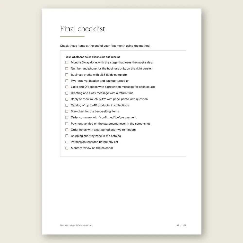 The WhatsApp Sales Handbook · The final checklist