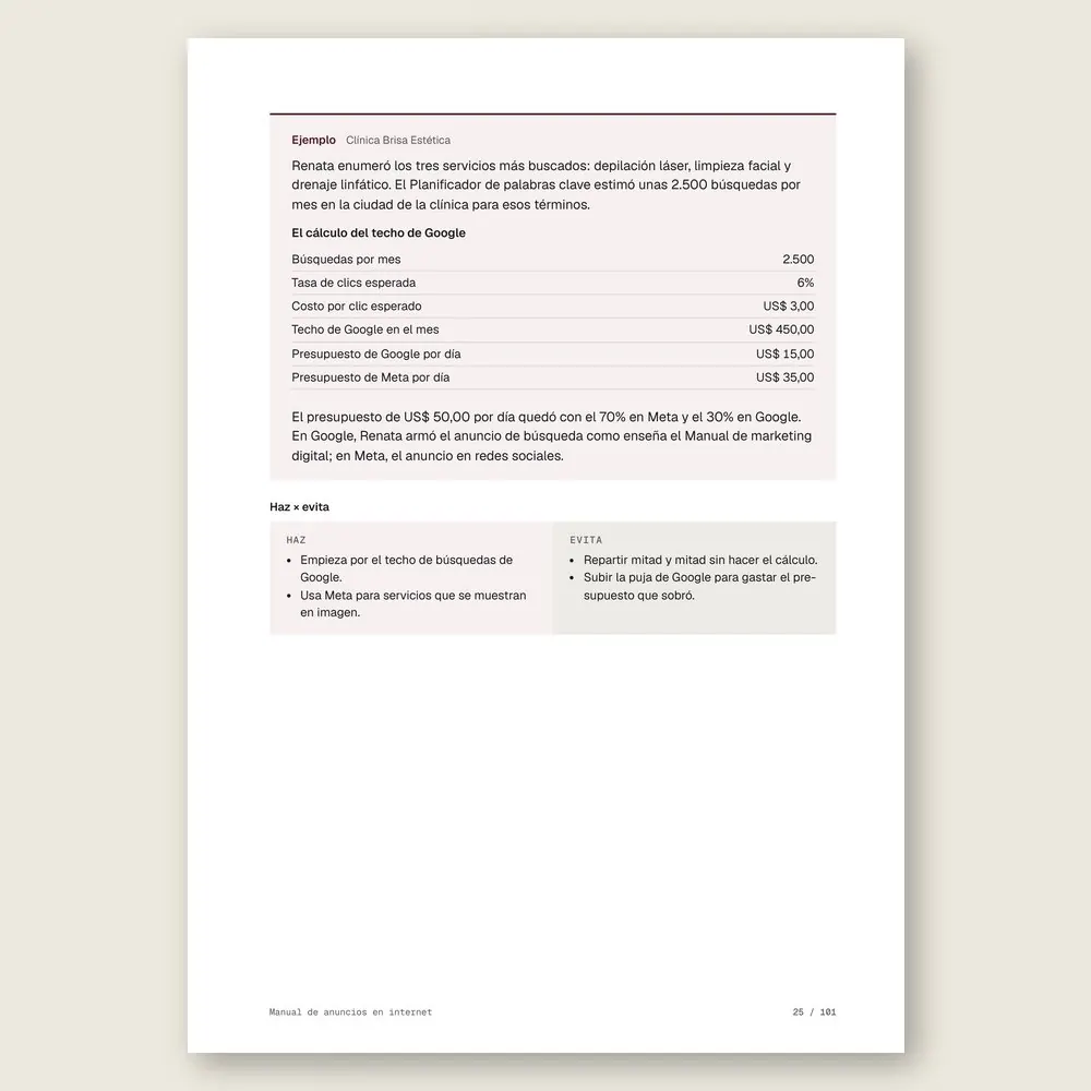 Manual de anuncios en internet · Ejemplo ilustrativo con números