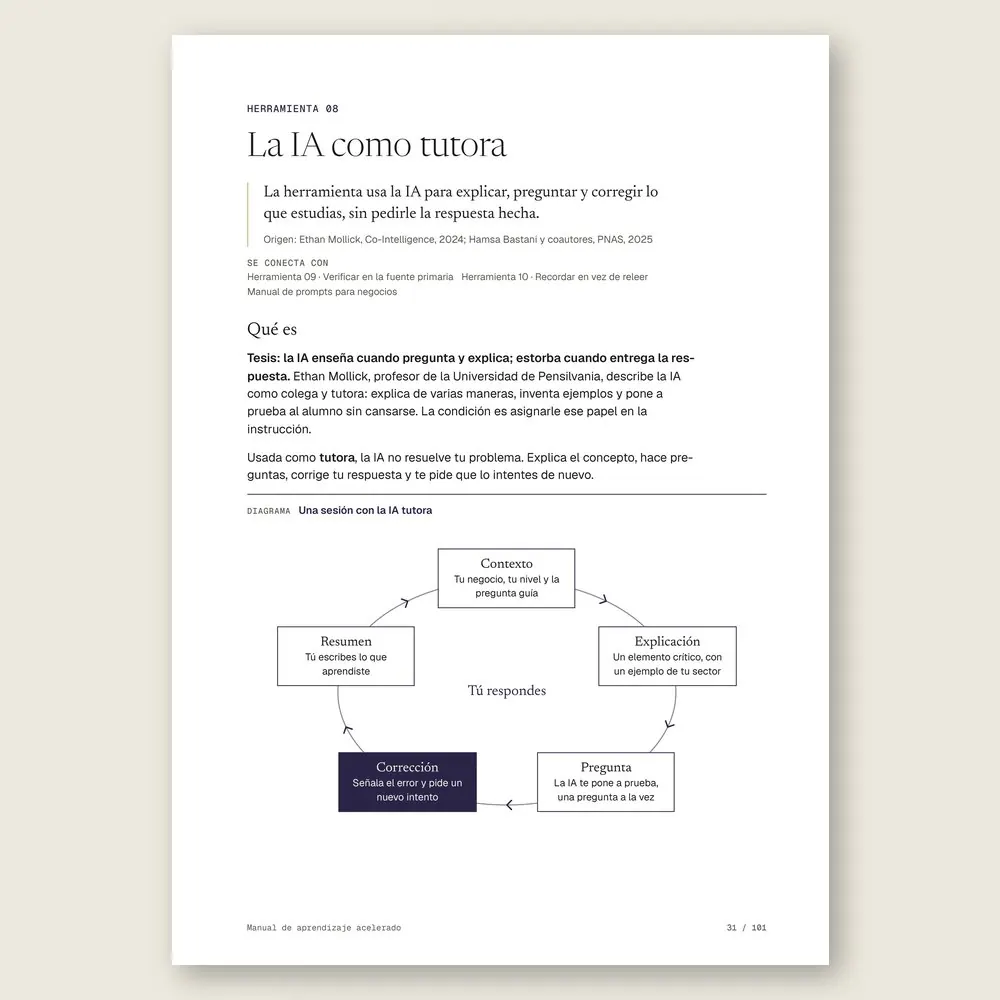 Manual de aprendizaje acelerado · La herramienta: tesis, origen y diagrama