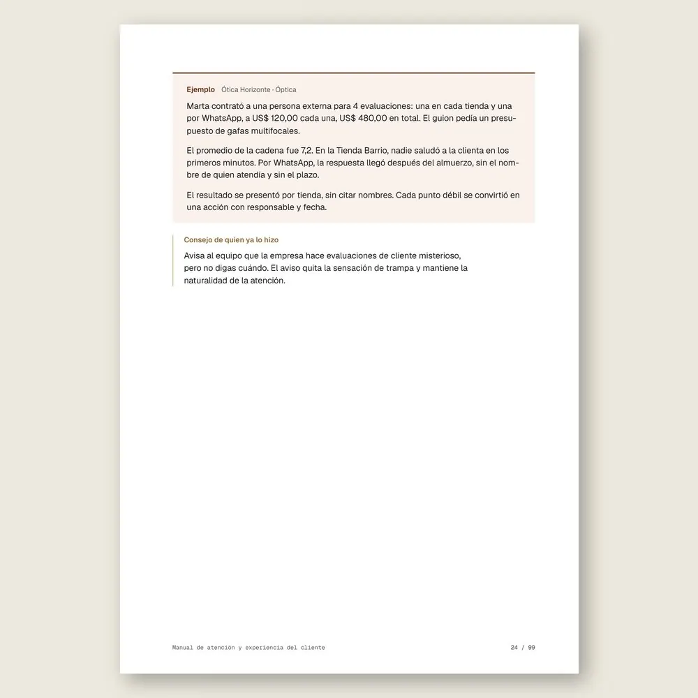 Manual de atención y experiencia del cliente · Ejemplo ilustrativo con números