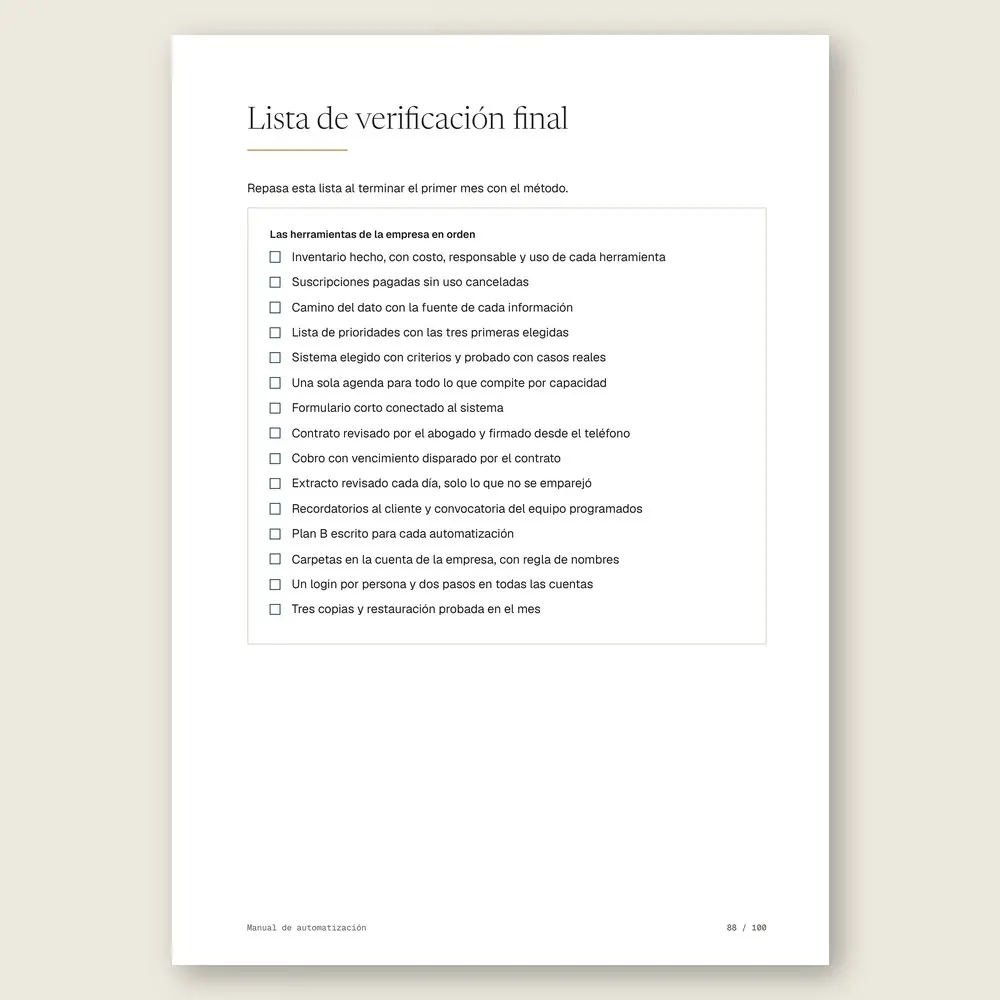 Manual de automatización · La lista de verificación final