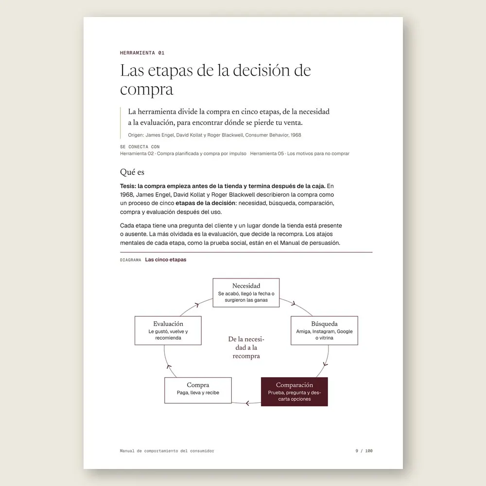 Manual de comportamiento del consumidor · La herramienta: tesis, origen y diagrama