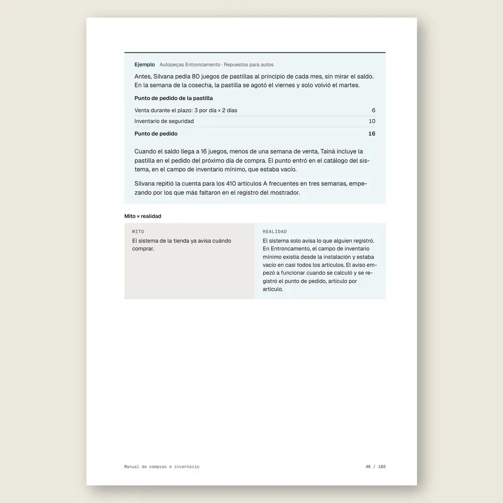 Manual de compras e inventario · Ejemplo ilustrativo con números