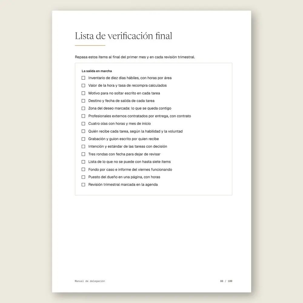 Manual de delegación · La lista de verificación final