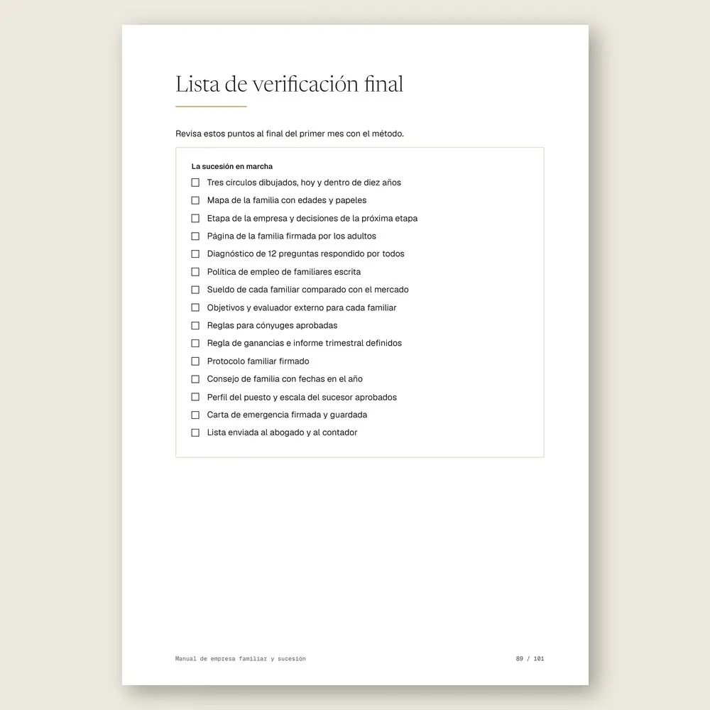Manual de empresa familiar y sucesión · La lista de verificación final