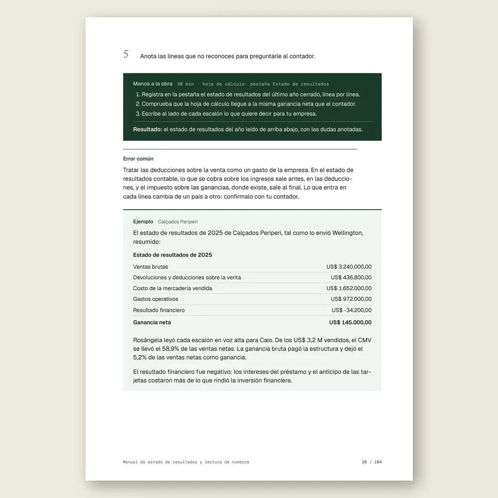 Manual de estado de resultados y lectura de números · Ejemplo ilustrativo con números