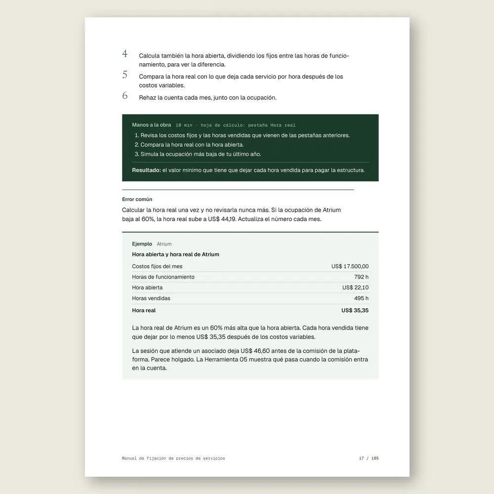 Manual de fijación de precios de servicios · Ejemplo ilustrativo con números