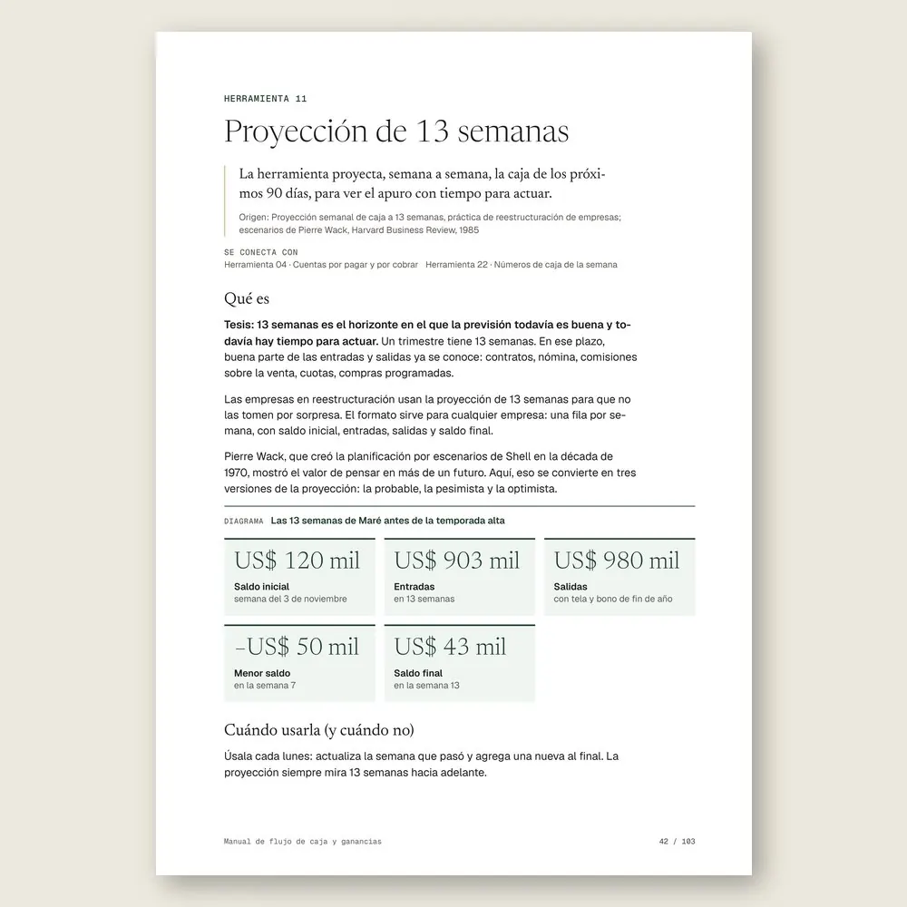 Manual de flujo de caja y ganancias · La herramienta: tesis, origen y diagrama