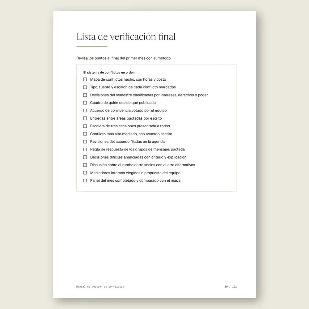 Manual de gestión de conflictos · La lista de verificación final