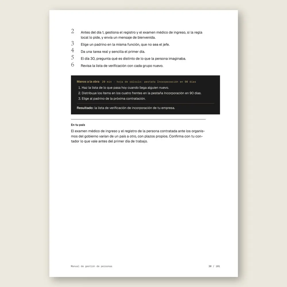 Manual de gestión de personas · El paso a paso y el ejercicio Manos a la obra