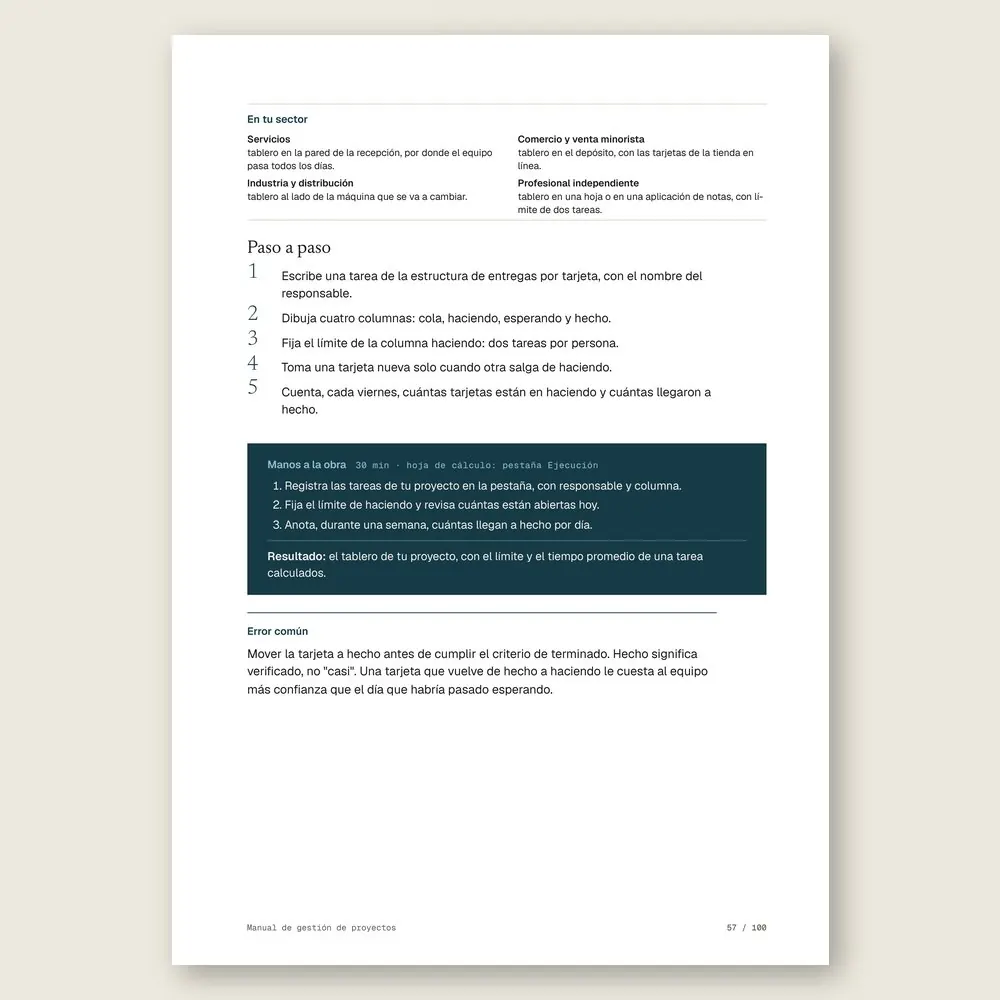 Manual de gestión de proyectos · El paso a paso y el ejercicio Manos a la obra