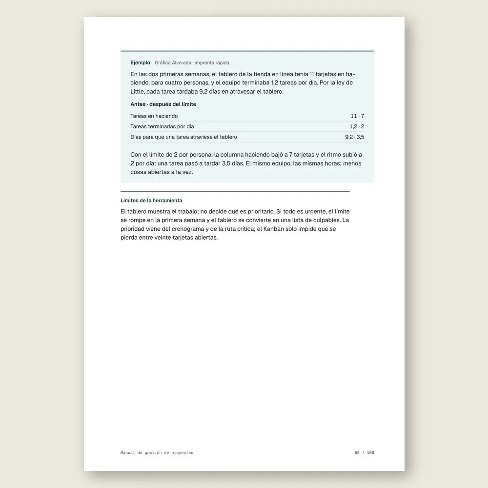 Manual de gestión de proyectos · Ejemplo ilustrativo con números