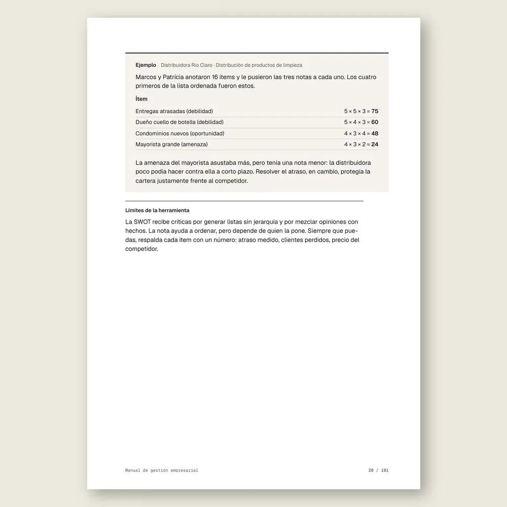 Manual de gestión empresarial · Ejemplo ilustrativo con números