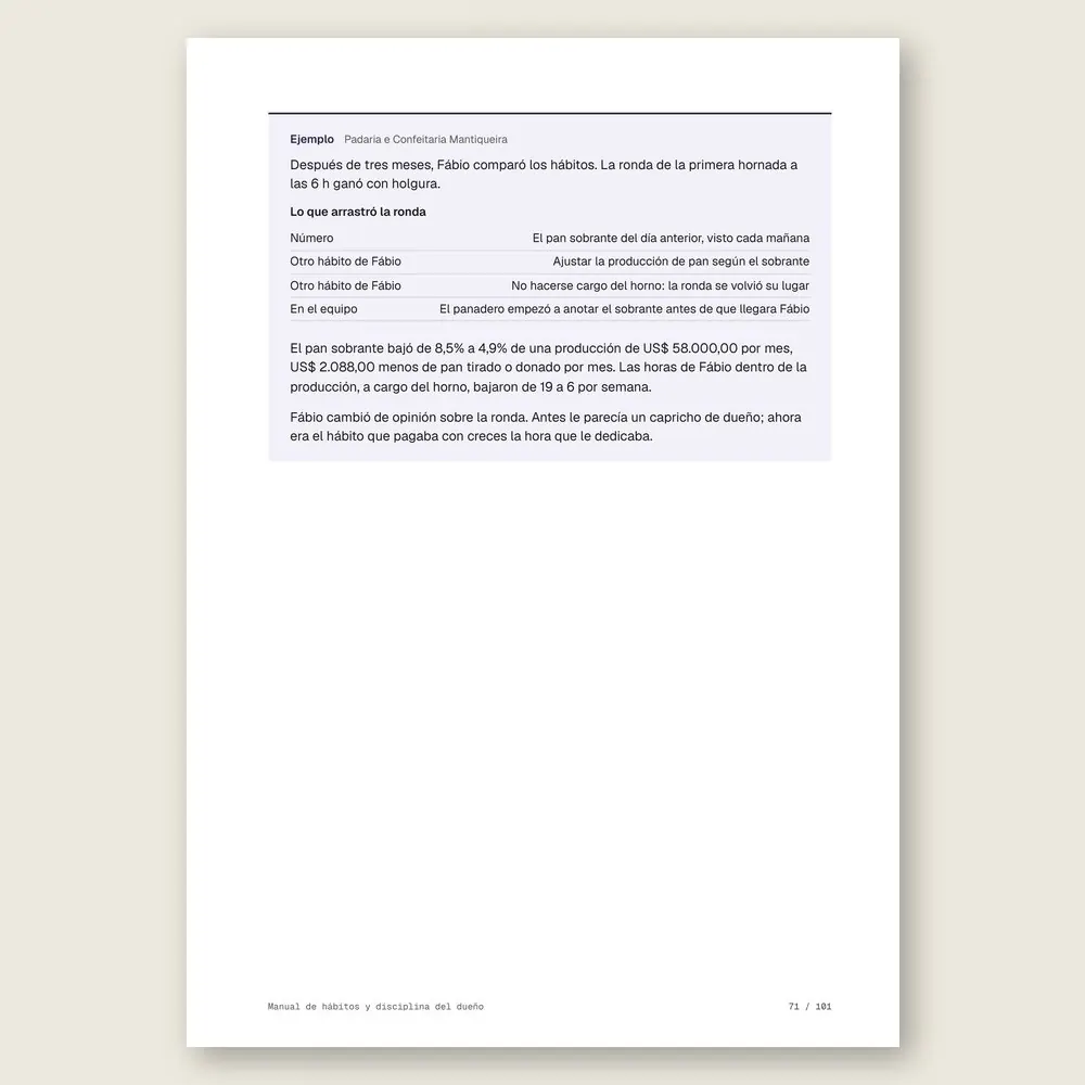 Manual de hábitos y disciplina del dueño · Ejemplo ilustrativo con números