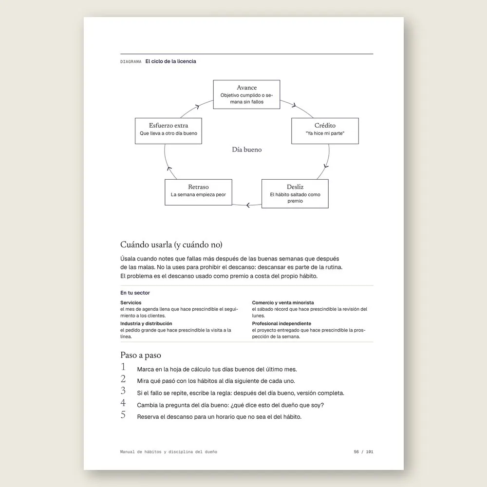 Manual de hábitos y disciplina del dueño · El diagrama en detalle