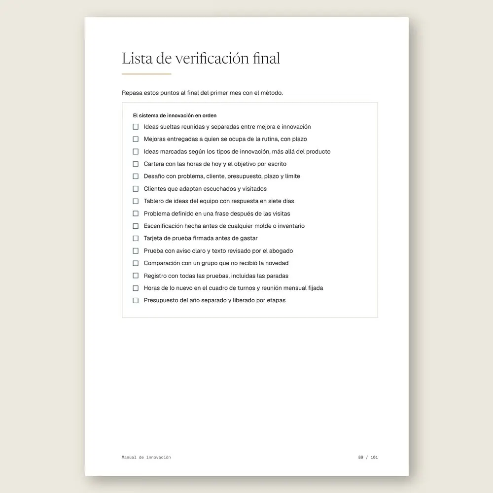 Manual de innovación · La lista de verificación final