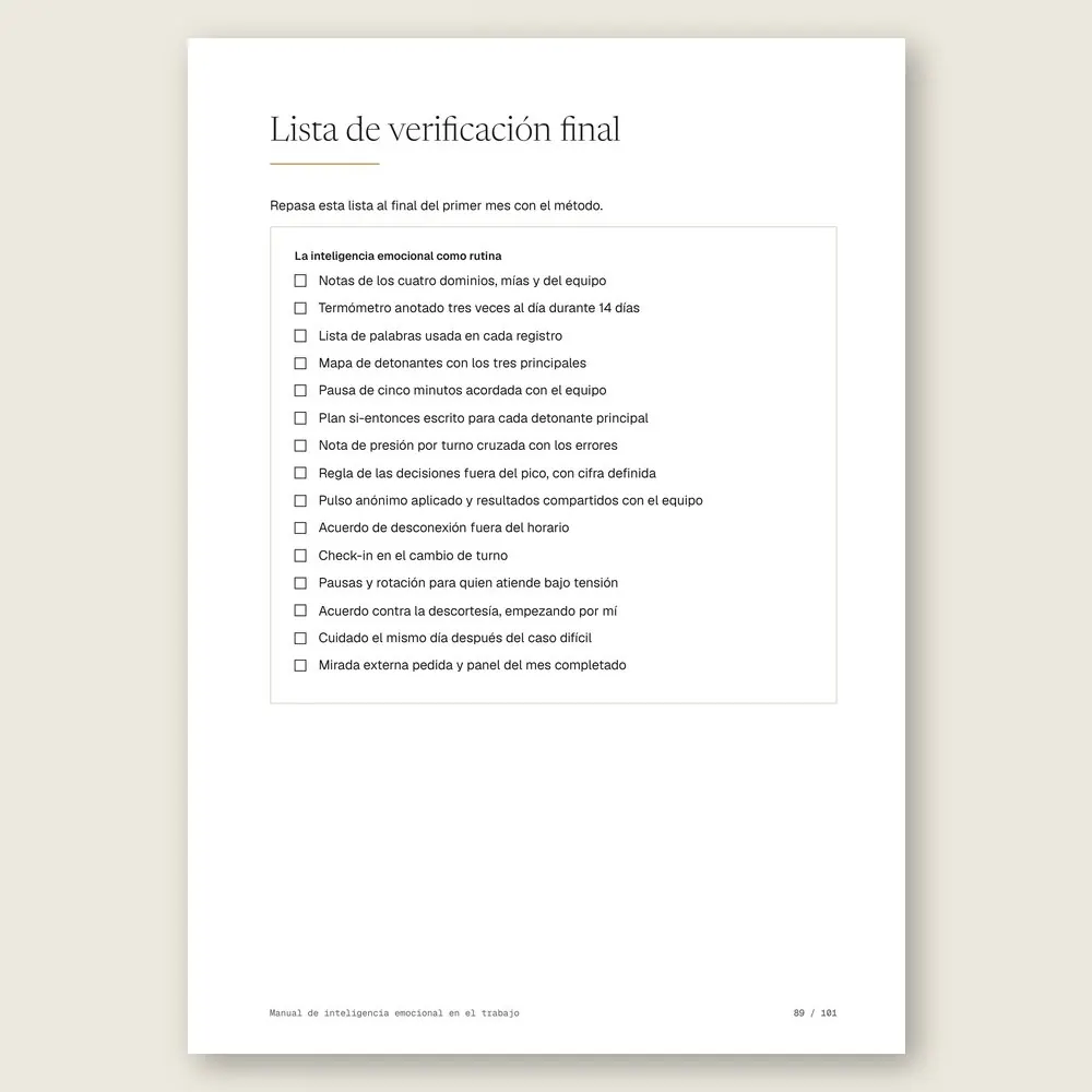 Manual de inteligencia emocional en el trabajo · La lista de verificación final