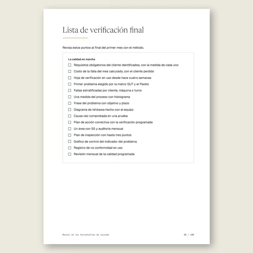 Manual de las herramientas de calidad · La lista de verificación final